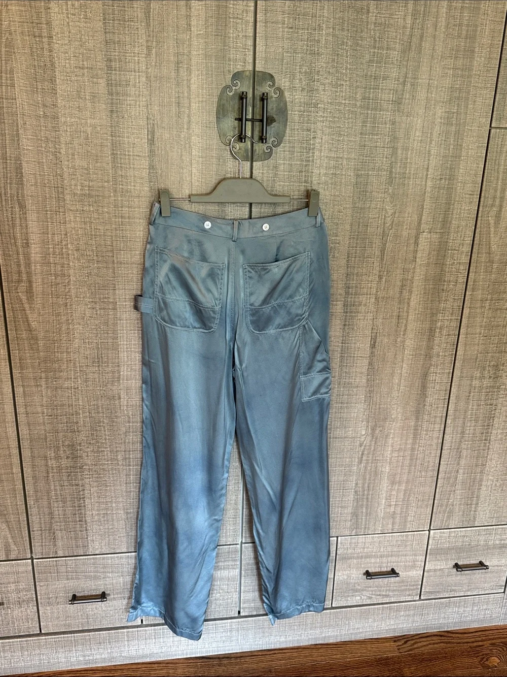 Polo Ralph Lauren Denim-Look Silk Charmeuse Cargo Pants